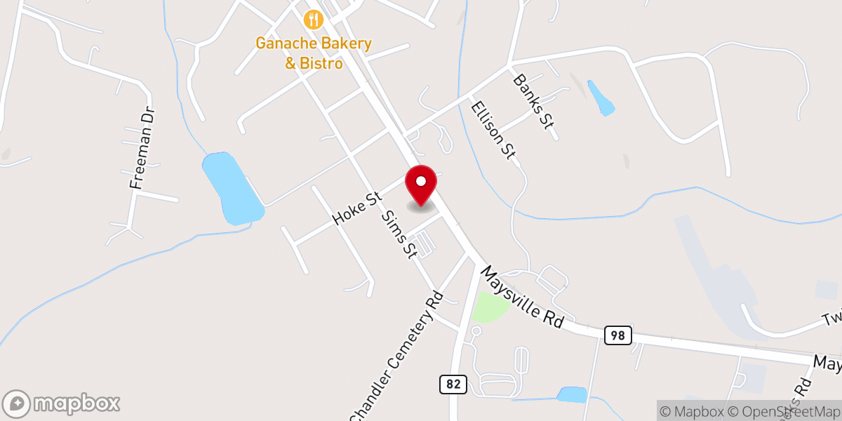 Map showing location of Shining Light Baptist church