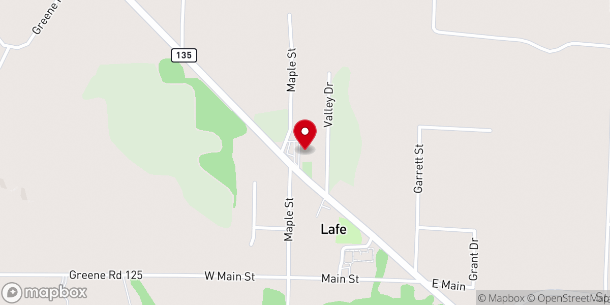 Map showing location of St. John's Lutheran Church