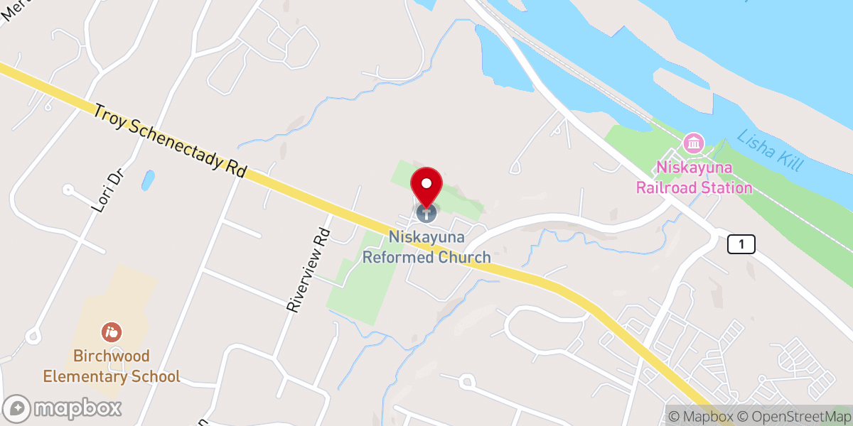 Map showing location of Niskayuna Reformed Church