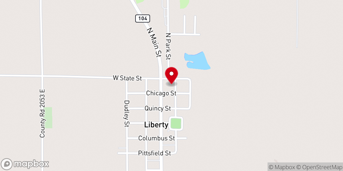 Map showing location of Liberty Christian Church