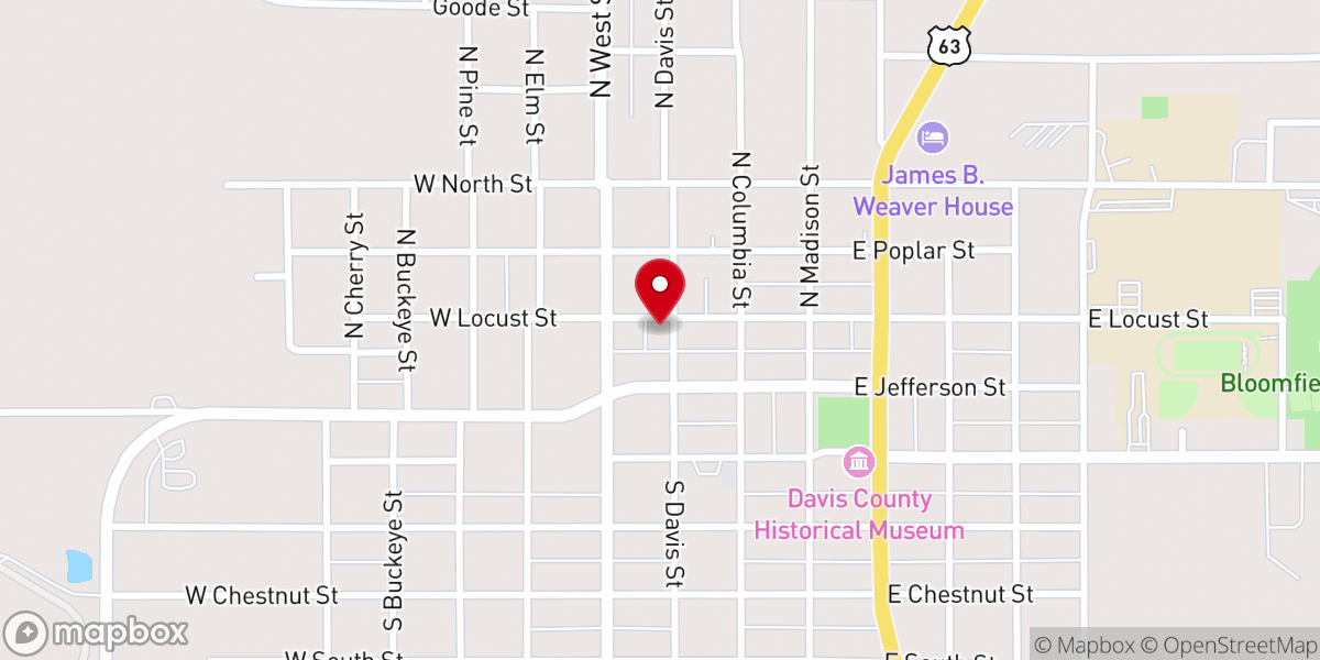 Map showing location of Bloomfield Christian Church (Disciples of Christ)