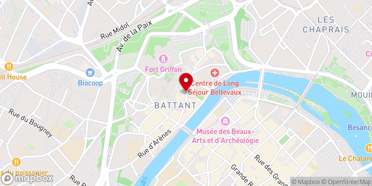 Map showing location of Église évangélique 39 rue Battant Besançon
