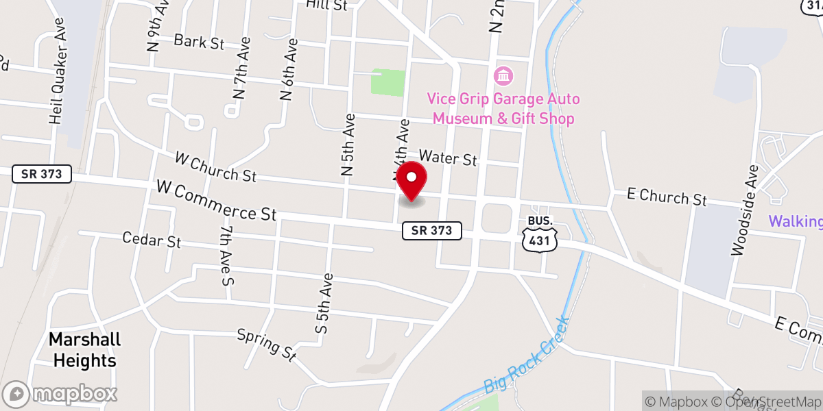 Map showing location of Lewisburg First United Methodist Church