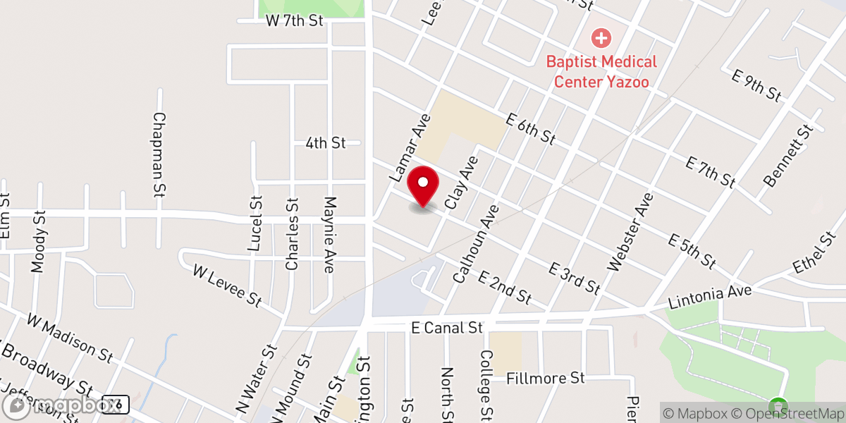 Map showing location of Tulane Baptist Church