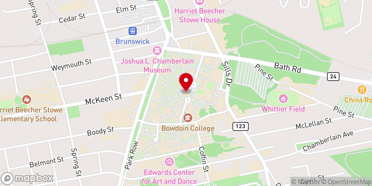Map showing location of Bowdoin College Chapel