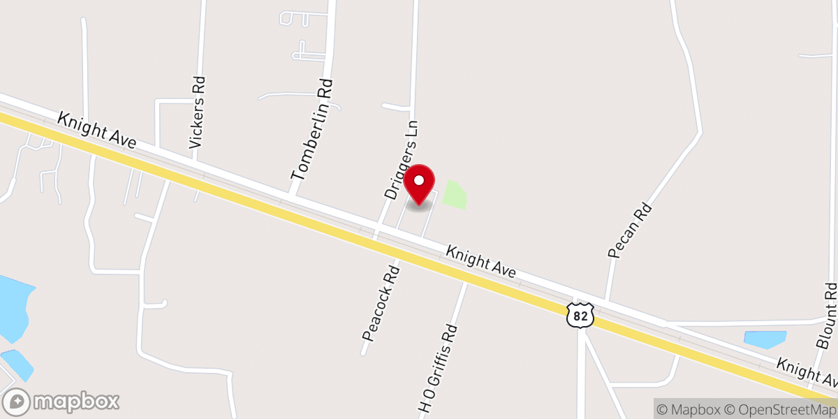 Map showing location of Southside Baptist Church