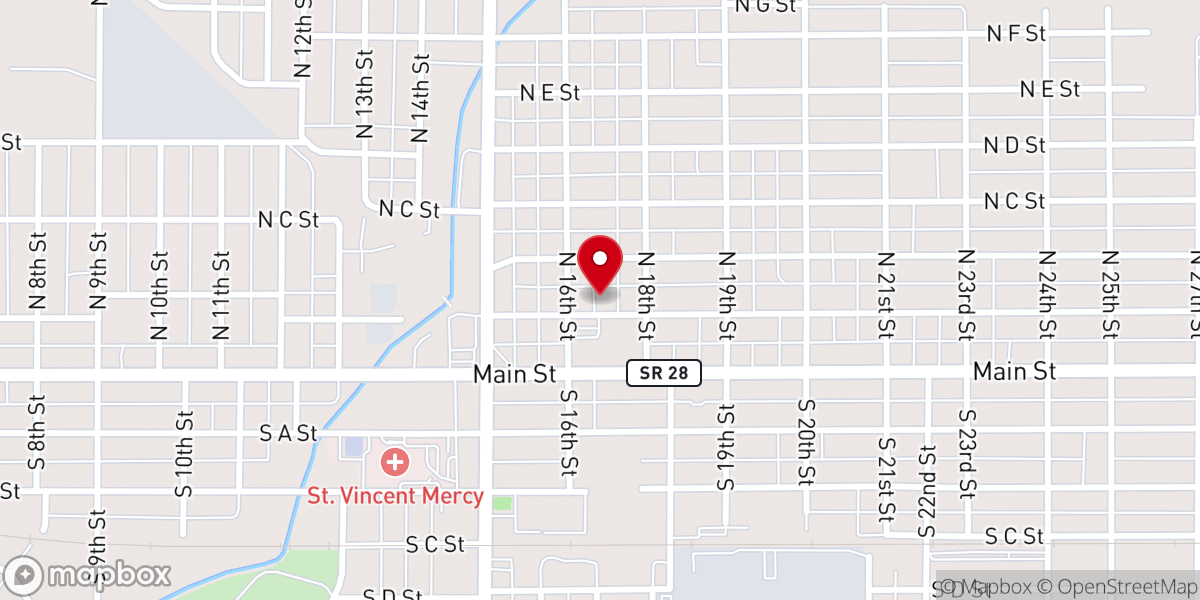 Map showing location of North A Street Church of Christ