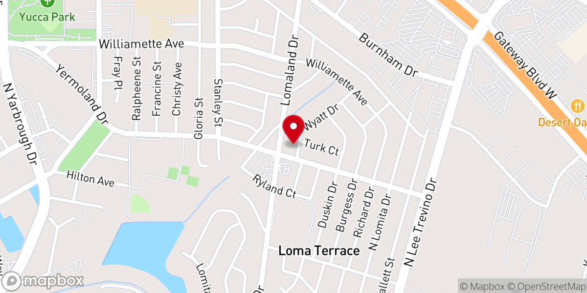 Map showing location of Loma Terrace Baptist Church