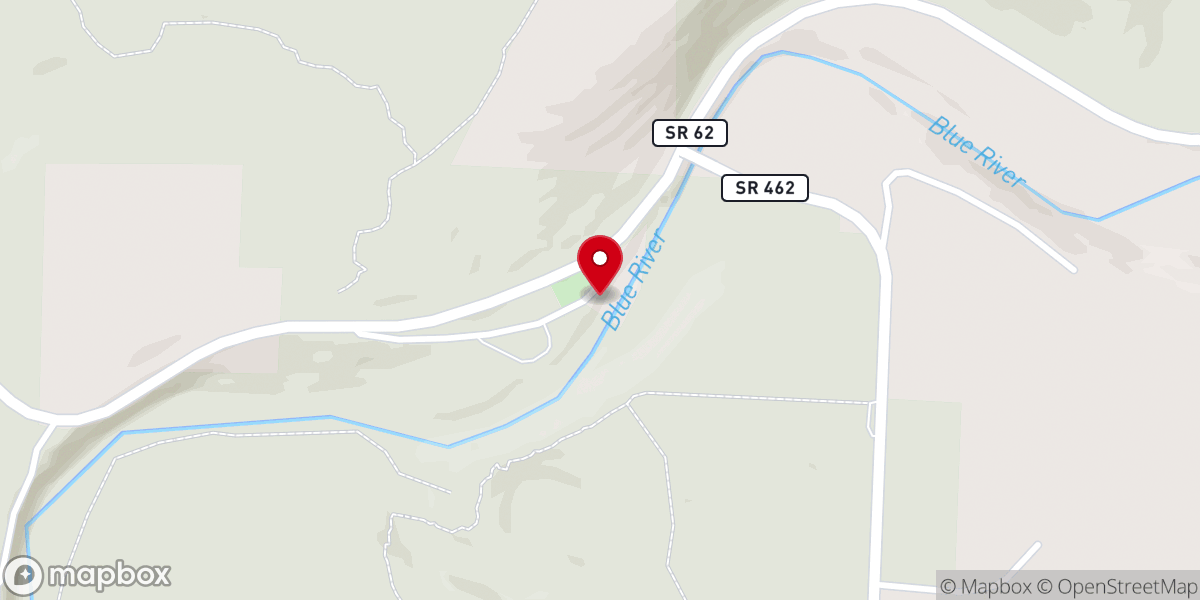 Map showing location of Blue River Chapel