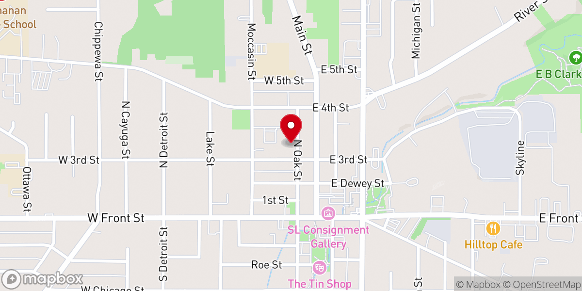 Map showing location of Buchanan Church of Christ