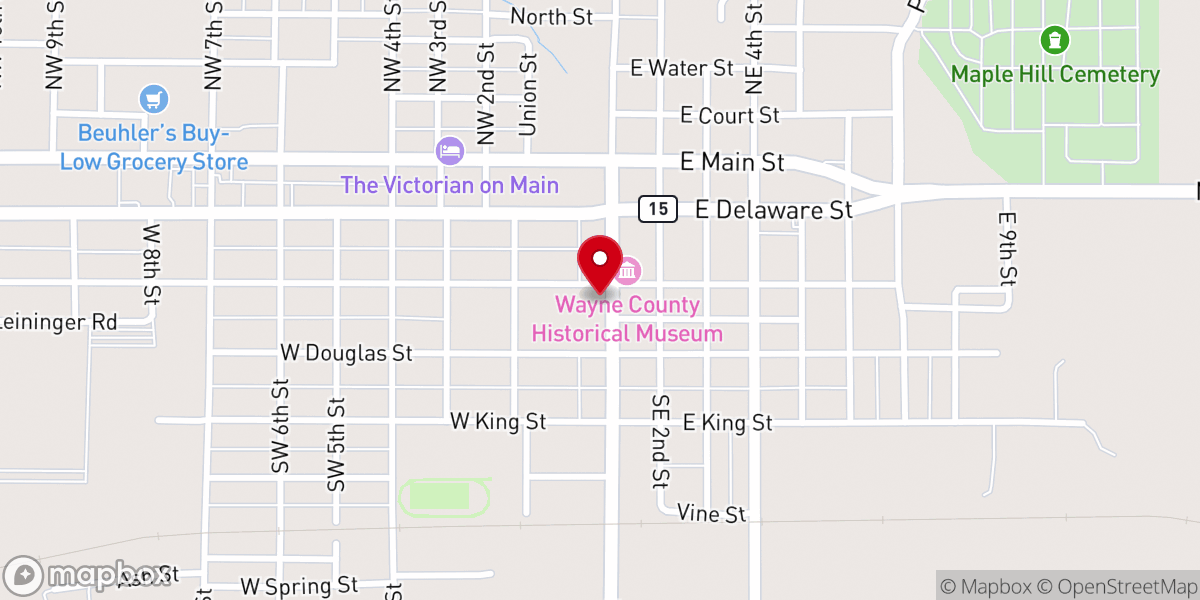 Map showing location of First Christian Church