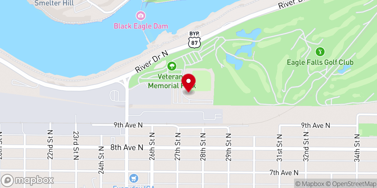 Map showing location of Great Falls Voyagers