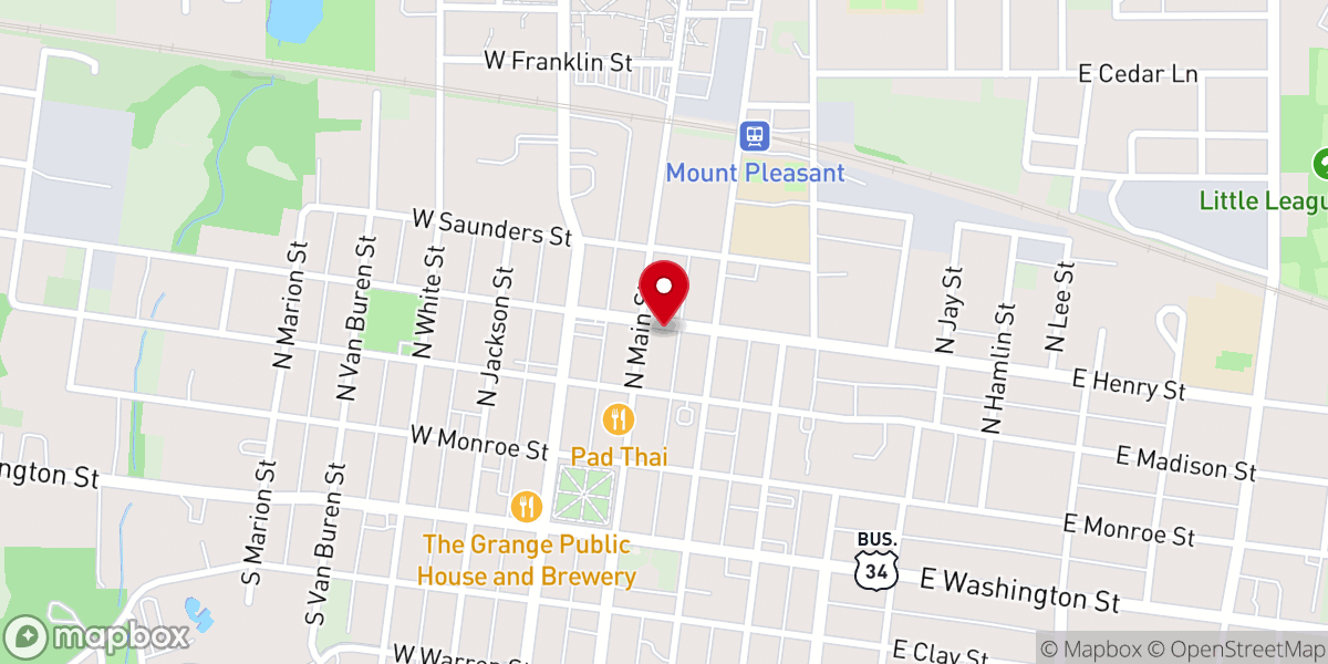 Map showing location of Whitney Monument Works - Mt. Pleasant