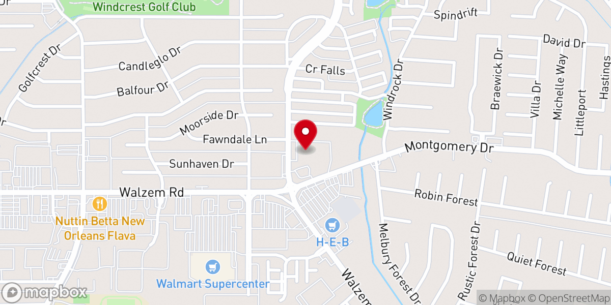 Map showing location of Crestview Baptist Church