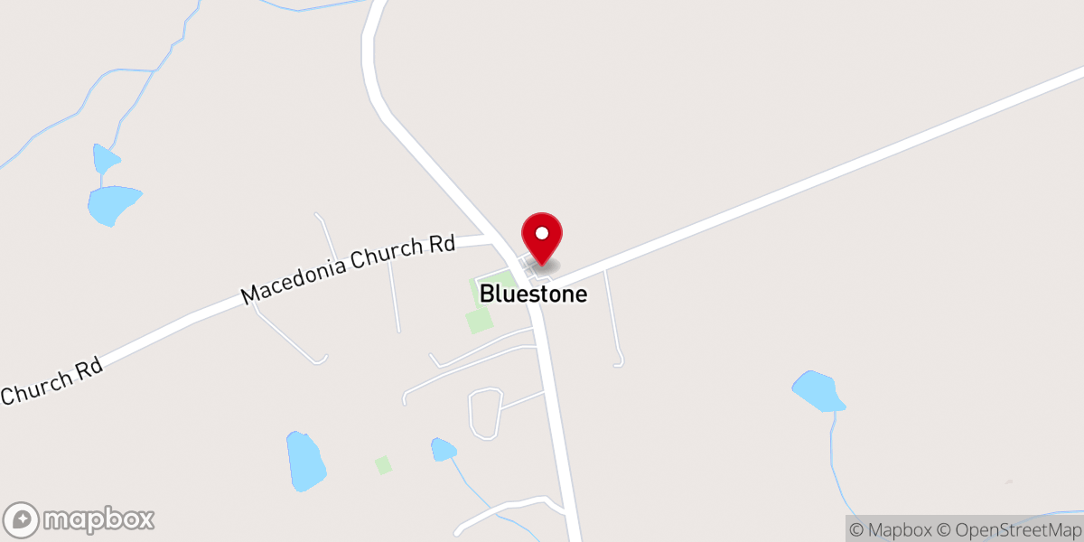 Map showing location of Bluestone Baptist Church