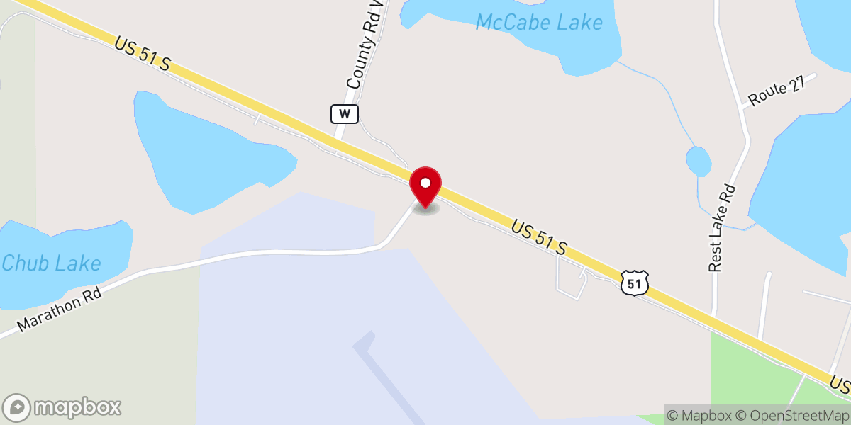 Map showing location of Manitowish Waters Community Presbyterian Church