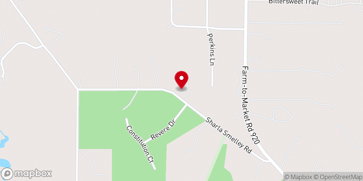 Map showing location of Brazos Trails Cowboy Church