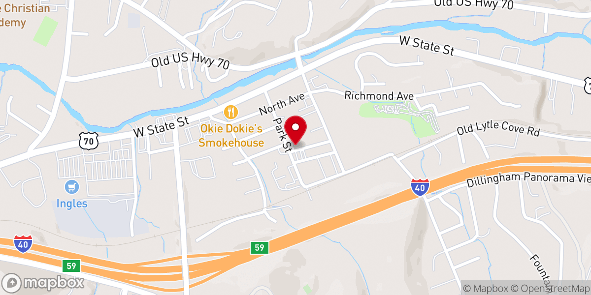 Map showing location of Slavic Baptist Church of Asheville