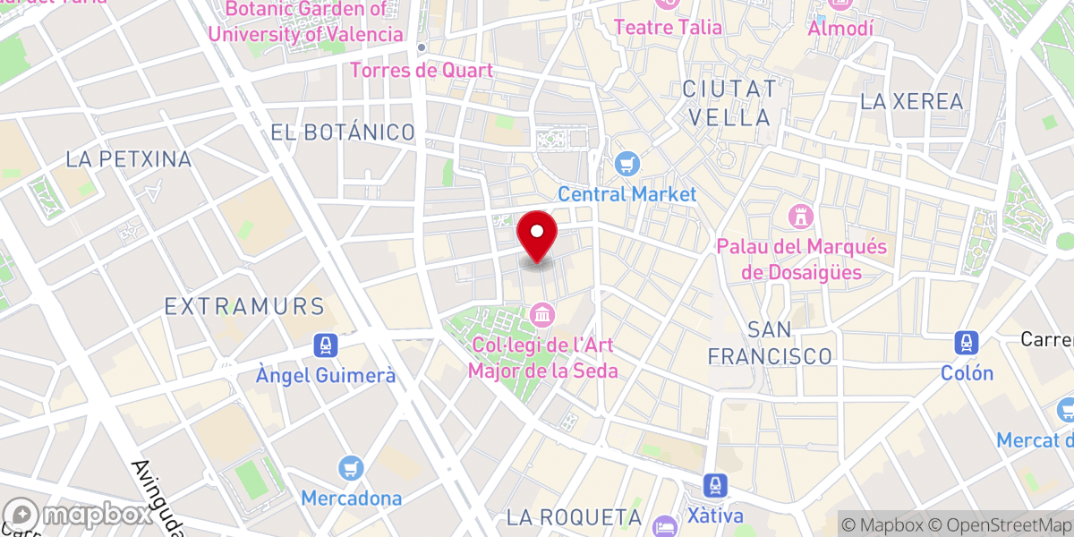 Map showing location of Misión Evangélica Urbana de Valencia