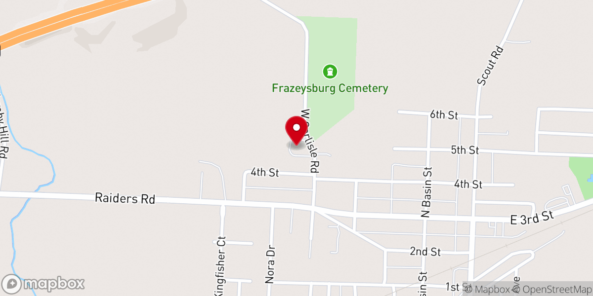 Map showing location of Frazeysburg Presbyterian Church