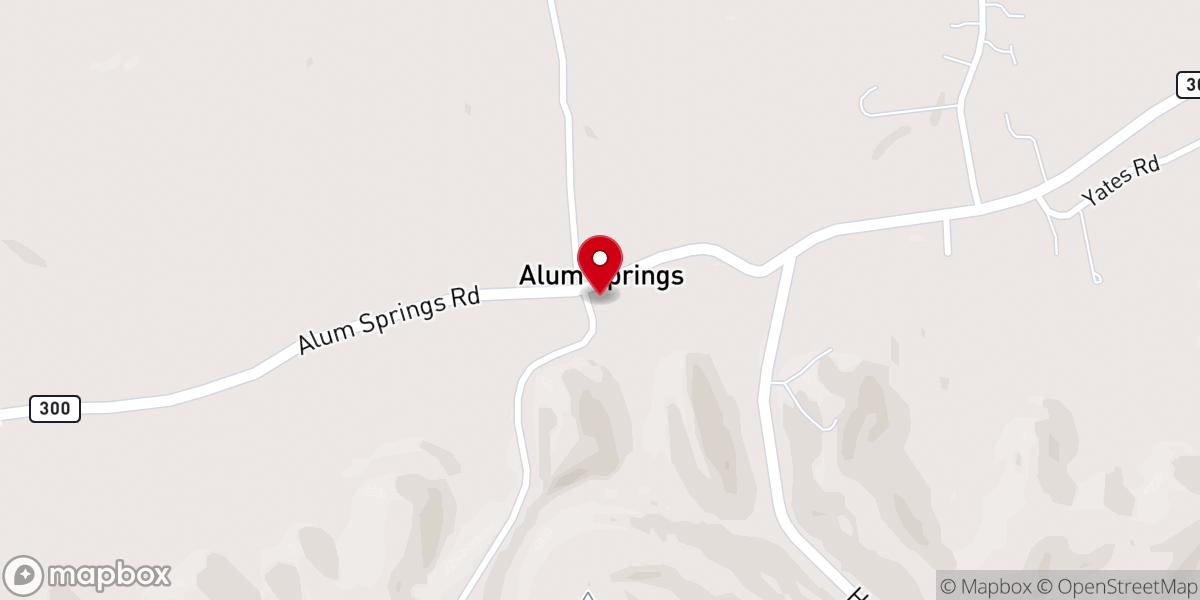 Map showing location of Alum Springs 1st Church of God