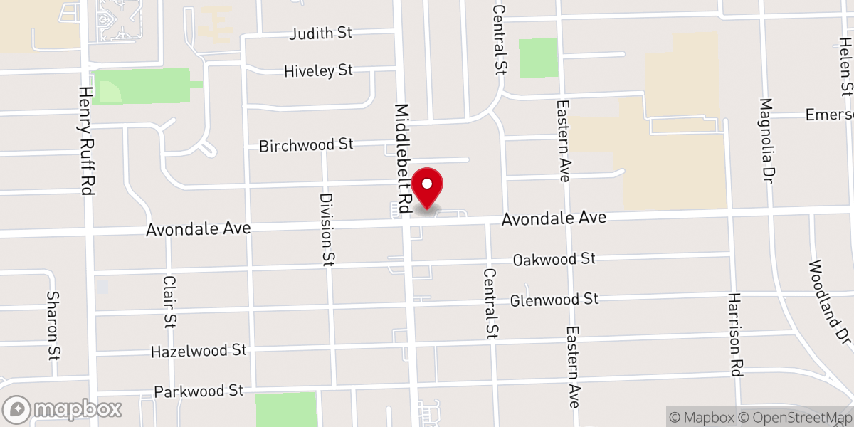 Map showing location of Middlebelt Baptist Church