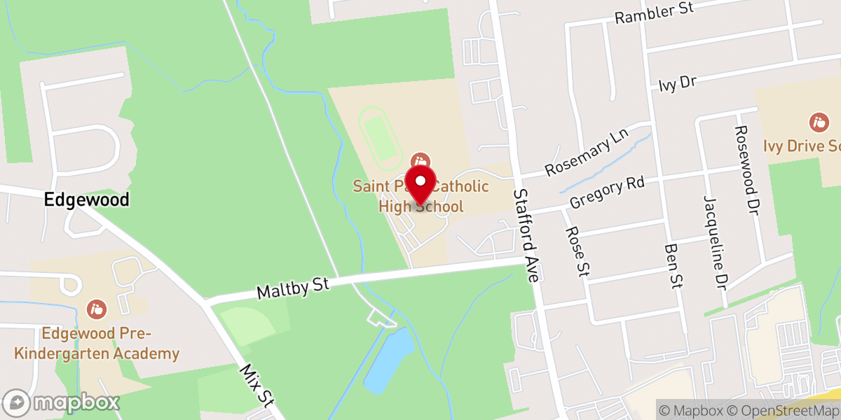 Map showing location of St. Paul Catholic High School