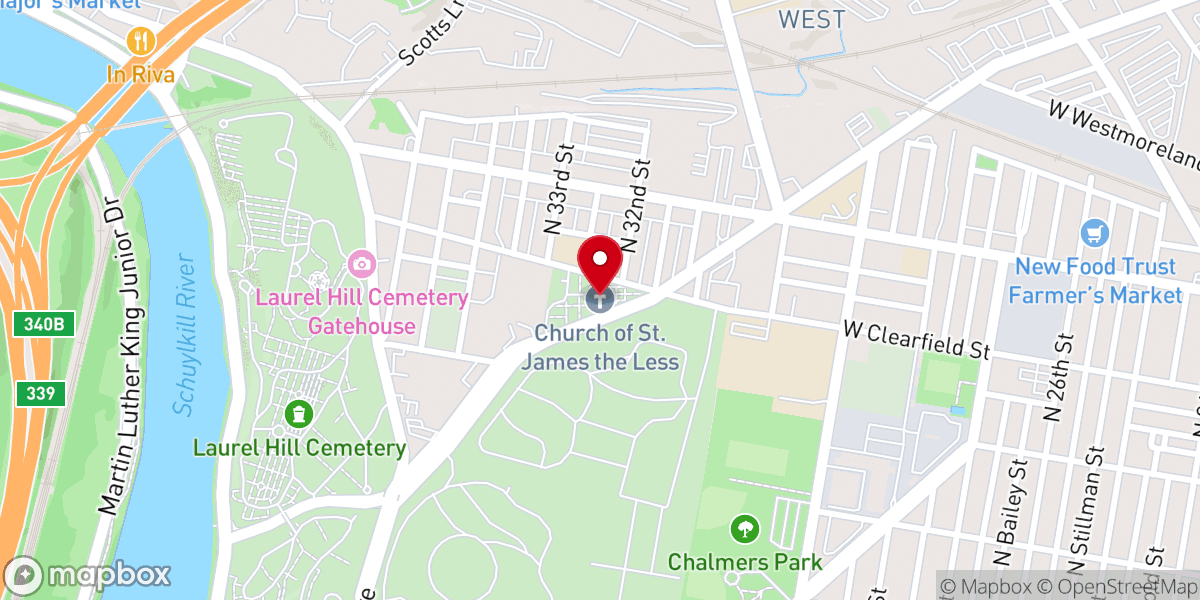 Map showing location of Church of St. James the Less