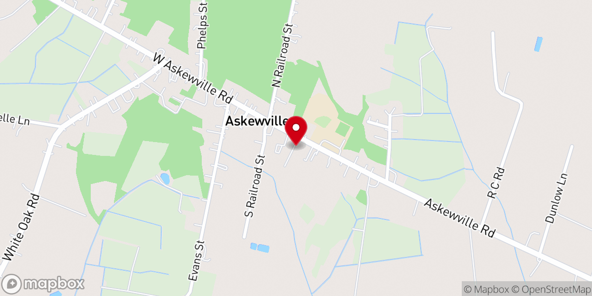 Map showing location of Askewville Baptist Church