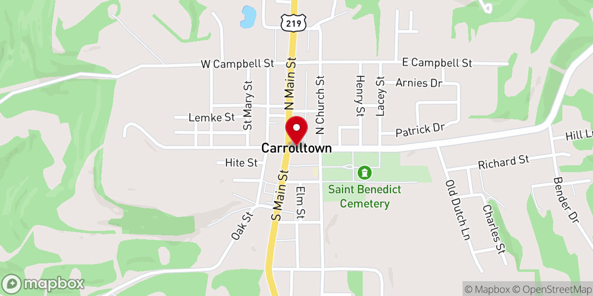 Map showing location of Carrolltown
