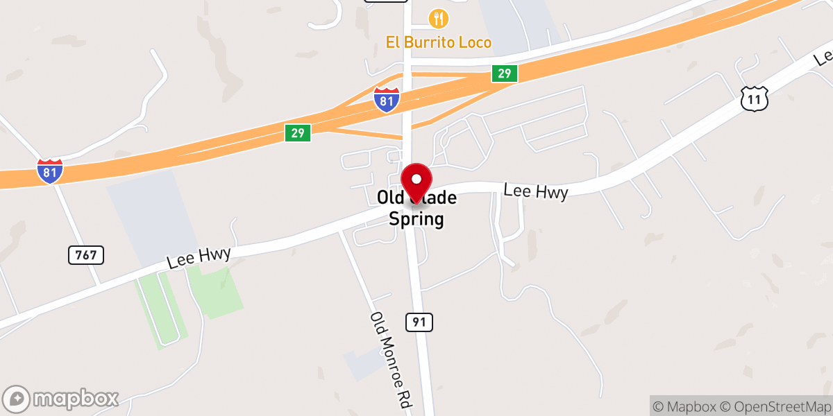 Map showing location of Old Glade Spring