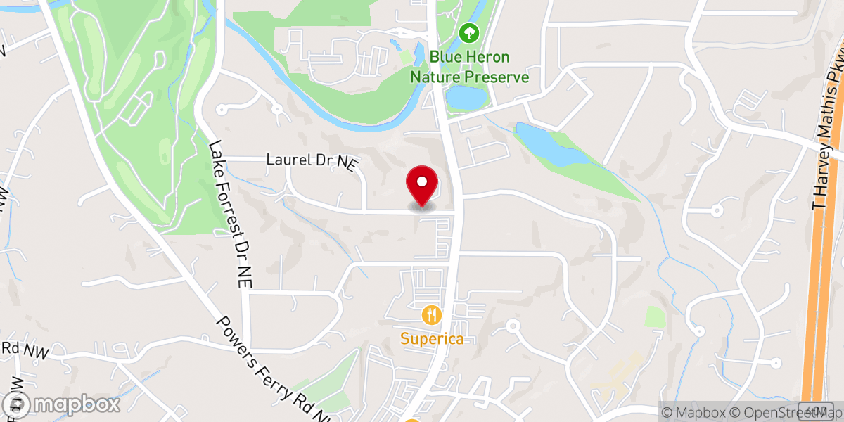 Map showing location of Lutheran Church of the Ascension, Atlanta