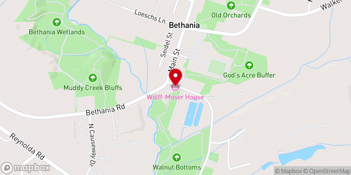 Map showing location of Bethania Visitor Center