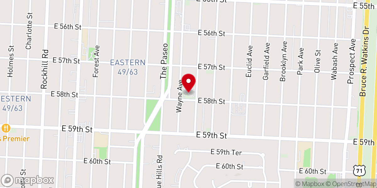 Map showing location of Paradise Baptist Church