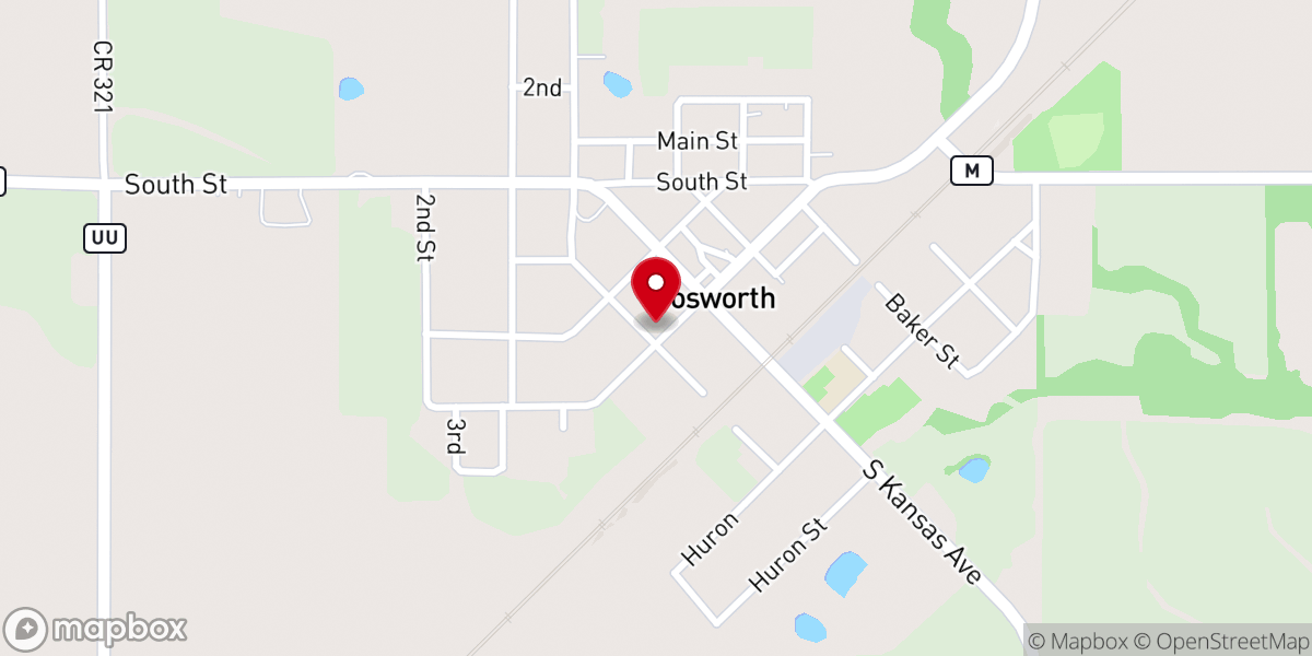 Map showing location of Bosworth Christian Church
