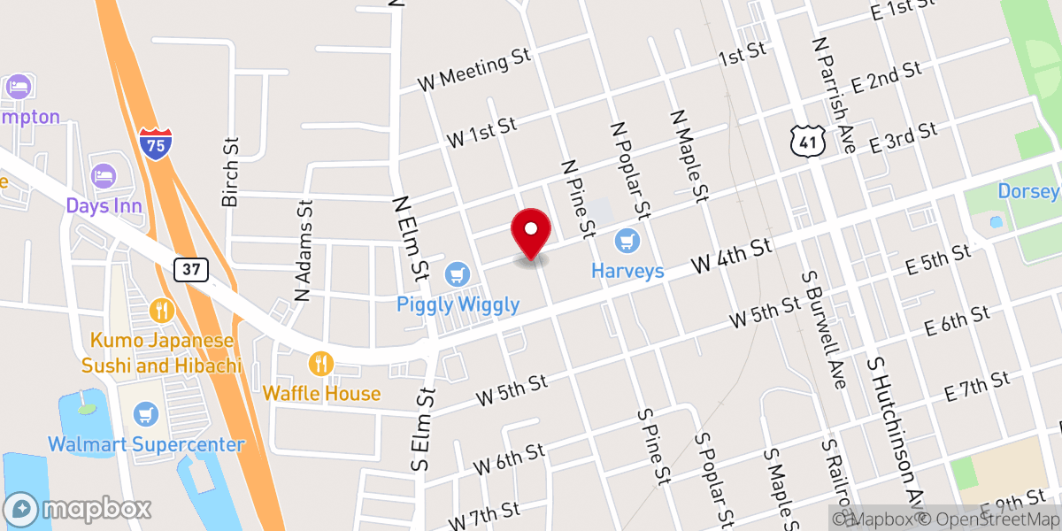 Map showing location of Lane Memorial Chapel Inc