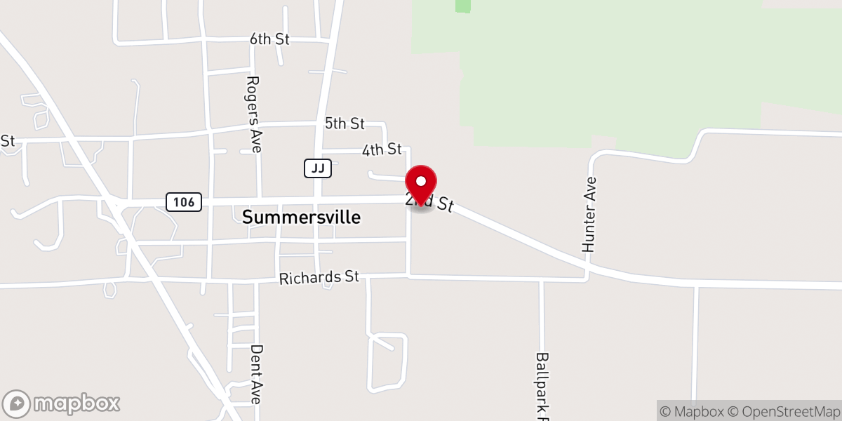 Map showing location of Summersville Methodist Church