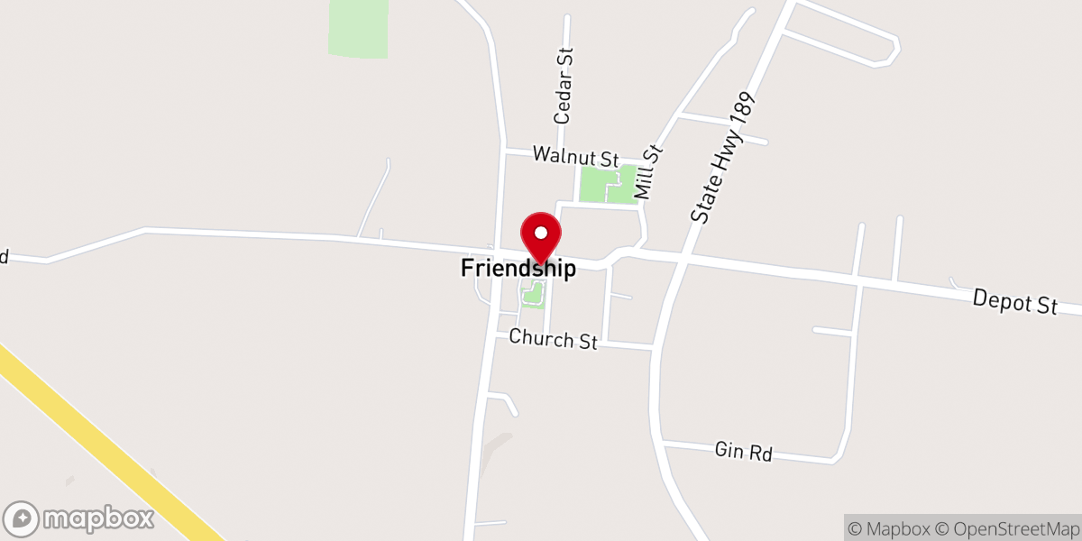 Map showing location of Friendship United Methodist