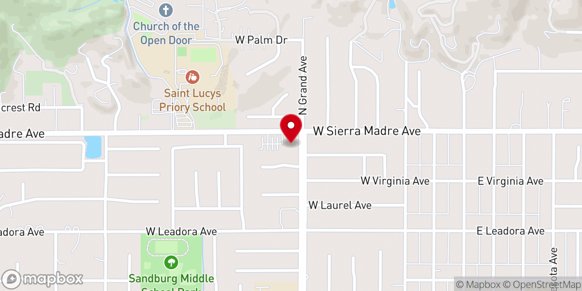 Map showing location of Glendora Community Church