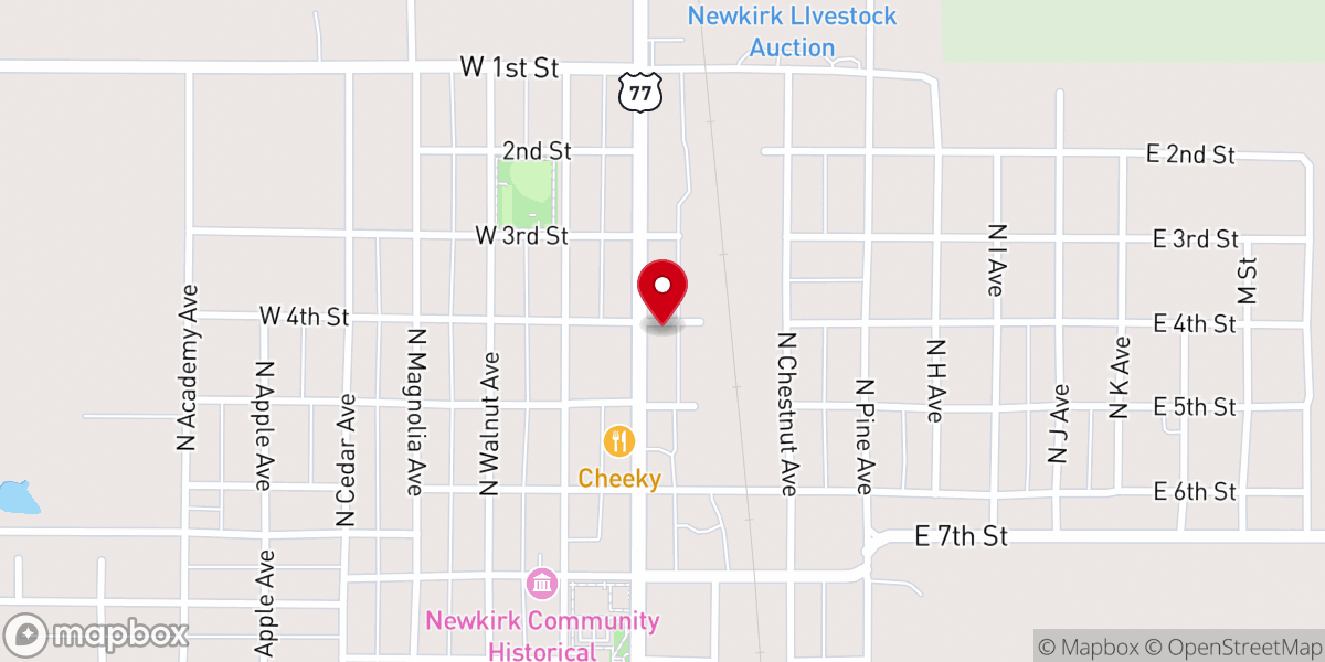 Map showing location of Newkirk Church of Christ