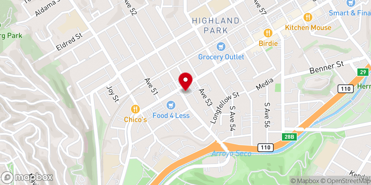 Map showing location of Zoe Church LA - Highland Park