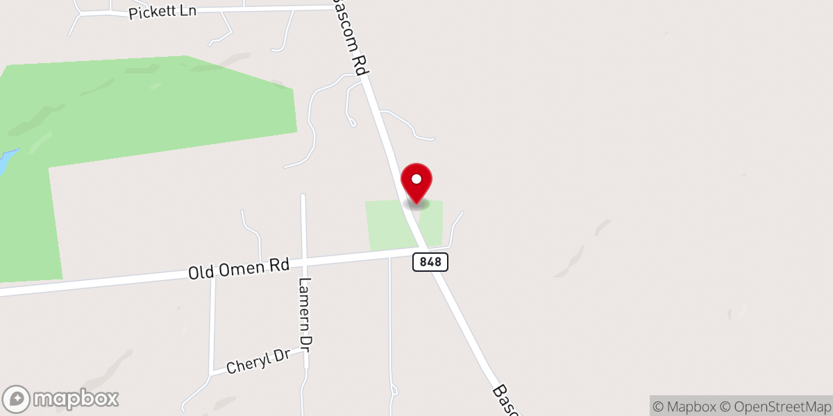 Map showing location of Bascom Methodist Church