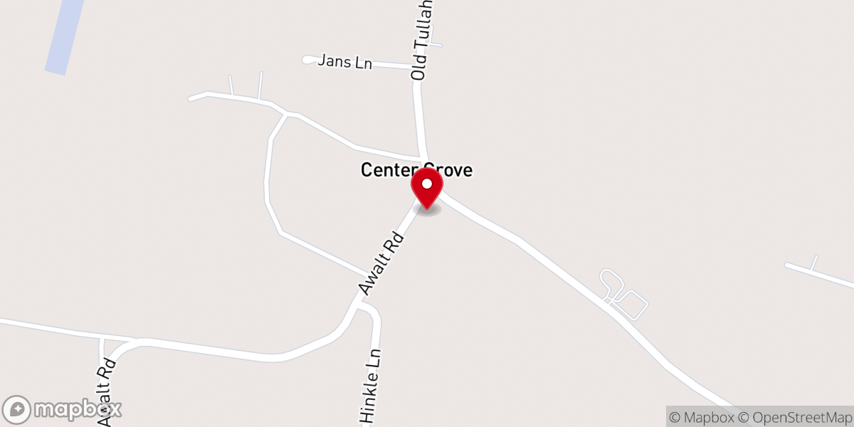 Map showing location of Center Grove Baptist Church