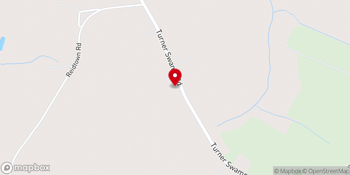 Map showing location of Turner Swamp Church