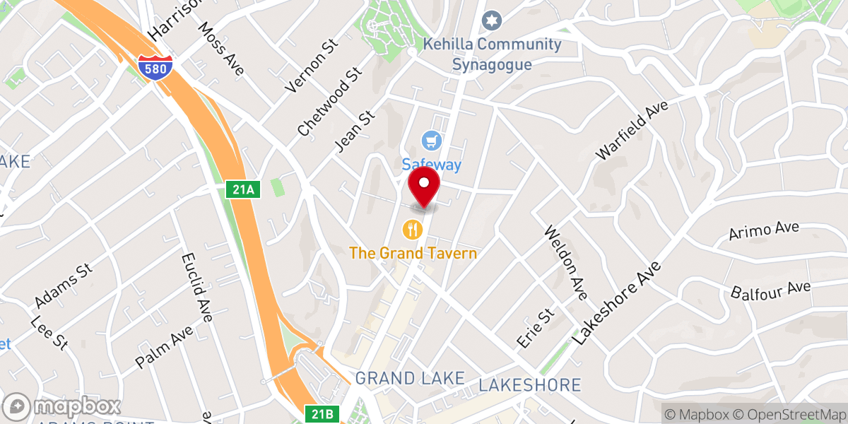 Map showing location of Piedmont East Bay Children's Choir
