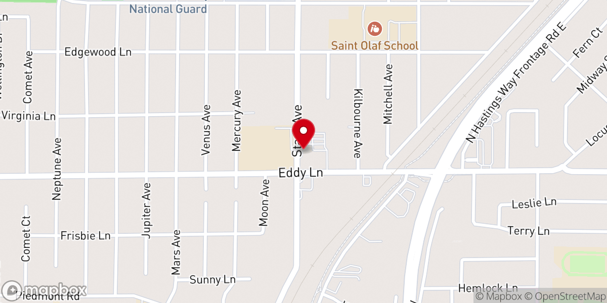Map showing location of Hope Lutheran Church