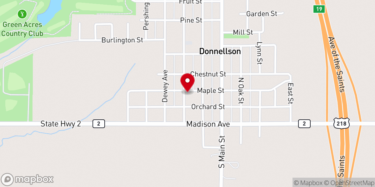 Map showing location of Donnellson United Methodist