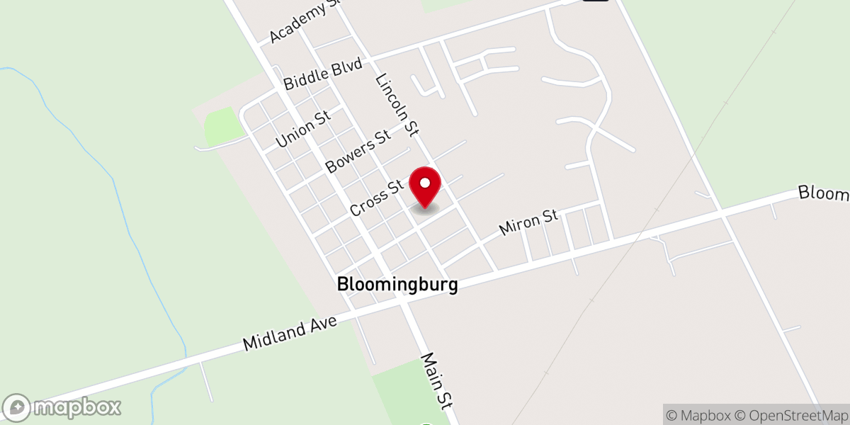 Map showing location of Bloomingburg Presbyterian Church
