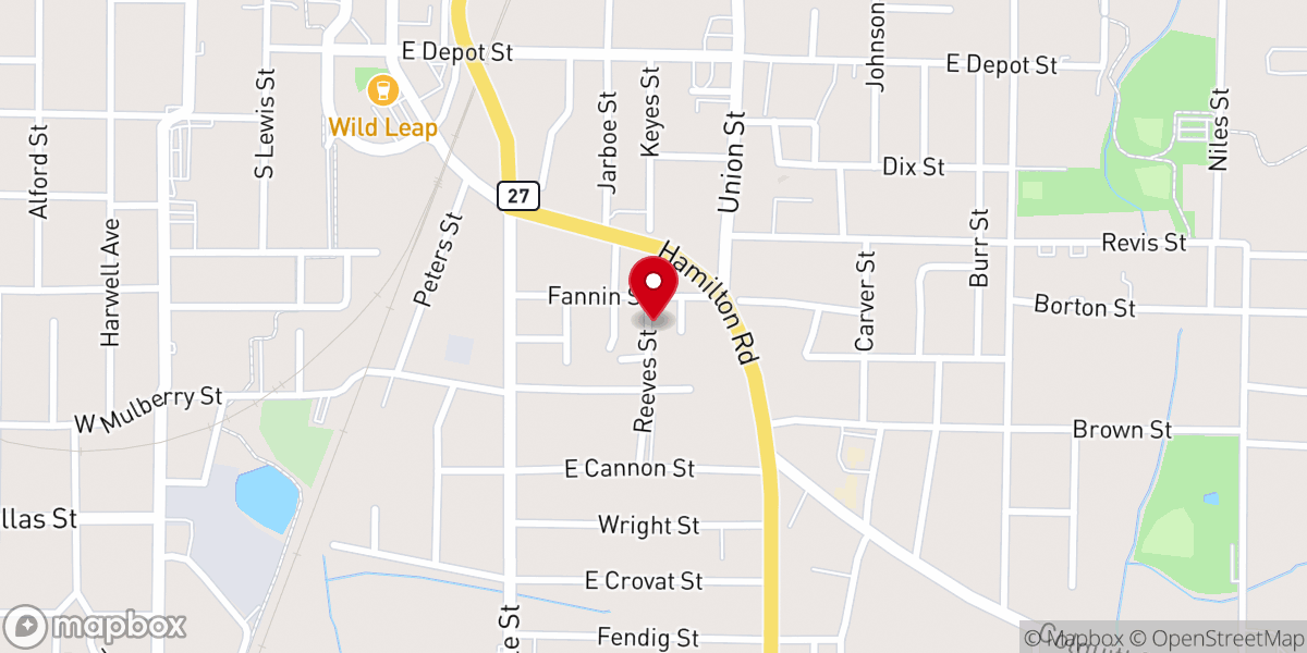 Map showing location of First Baptist Church Fannin Street Inc