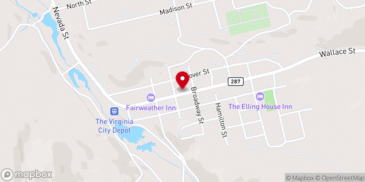 Map showing location of Virginia City Chamber of Commerce